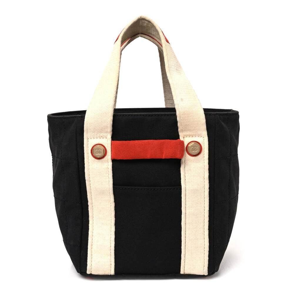 Chanel Canvas Bucket Bag White Black #319546C65B